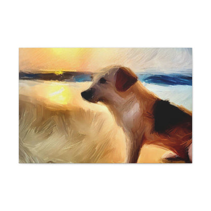 Dog wall art, beach wall art, ocean art, Canvas Gallery Wraps, Pet Beach - SaviTraviDesigns