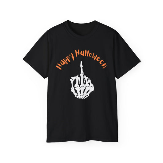 Happy Halloween Middle Finger Bone Tee Shirt