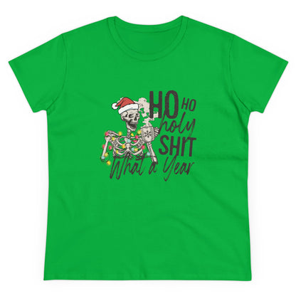 Ho Ho Holy Shit, What A Year, Christmas Graphic Shirts, Festive Holiday T-Shirts, Ugly Christmas Sweater Tees, Funny Christmas Shirt Designs, Cute Xmas Graphic Tees Irish Green