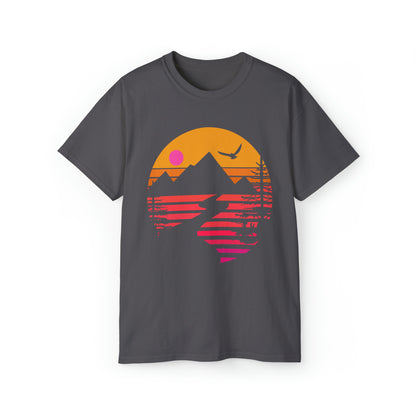 Mountain Stream Adventure Shirt | Hiking & Camping Tee | Nature-Inspired Outdoor Apparel Charcoal