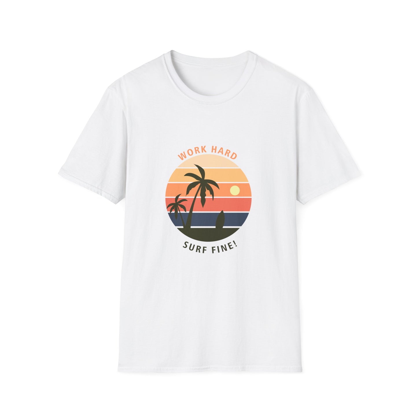 Work Hard Surf Fine Graphic T Shirt White