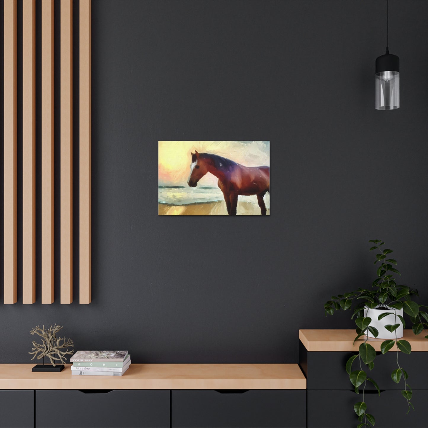 Horse wall art, beach wall art, ocean art, Canvas Gallery Wraps, Horse Beach, Sunset Beach - SaviTraviDesigns