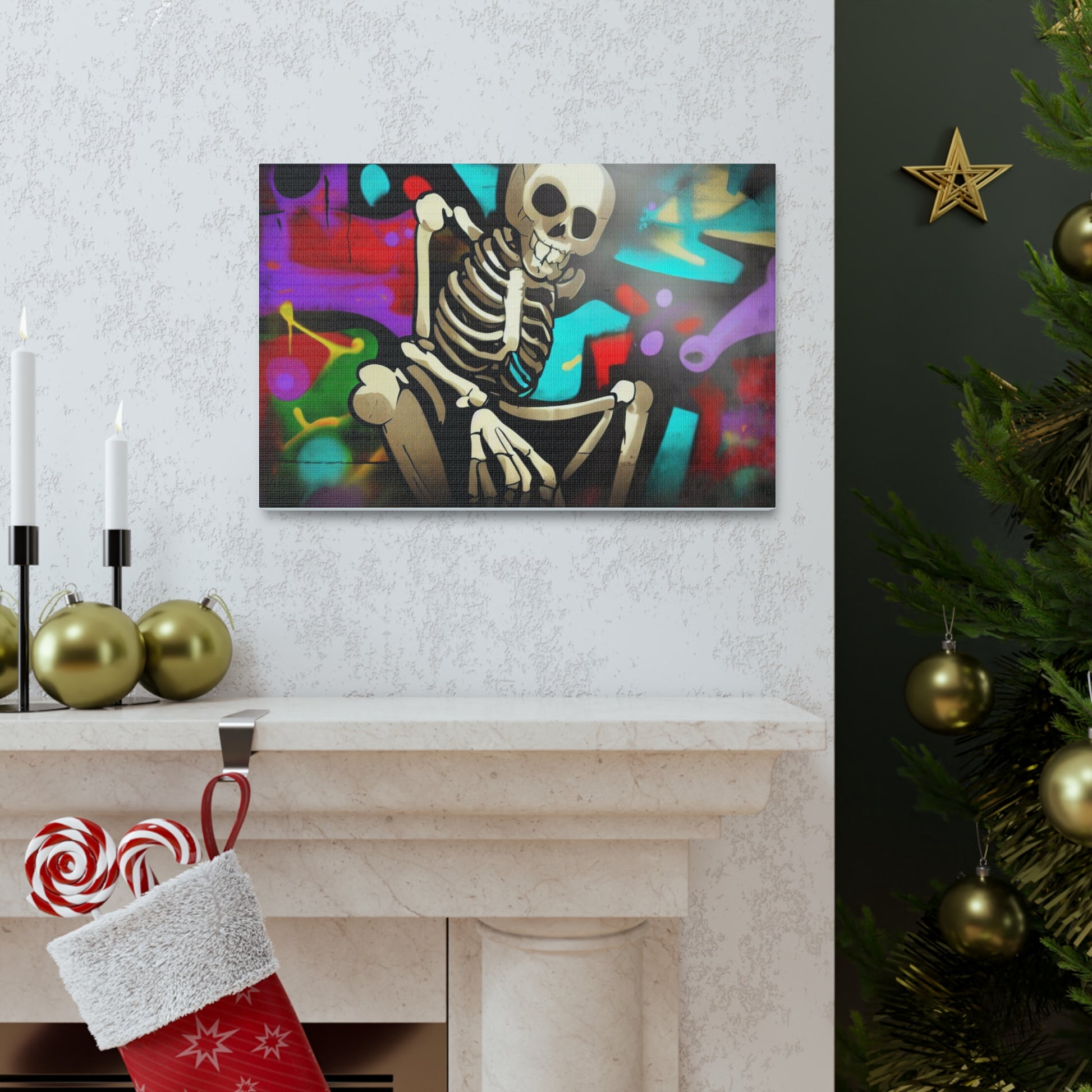 Halloween art, Skeleton canvas prints, Scary Halloween decor, Halloween home decor, Halloween wall, Gothic wall decor, Canvas Gallery Wraps - SaviTraviDesigns