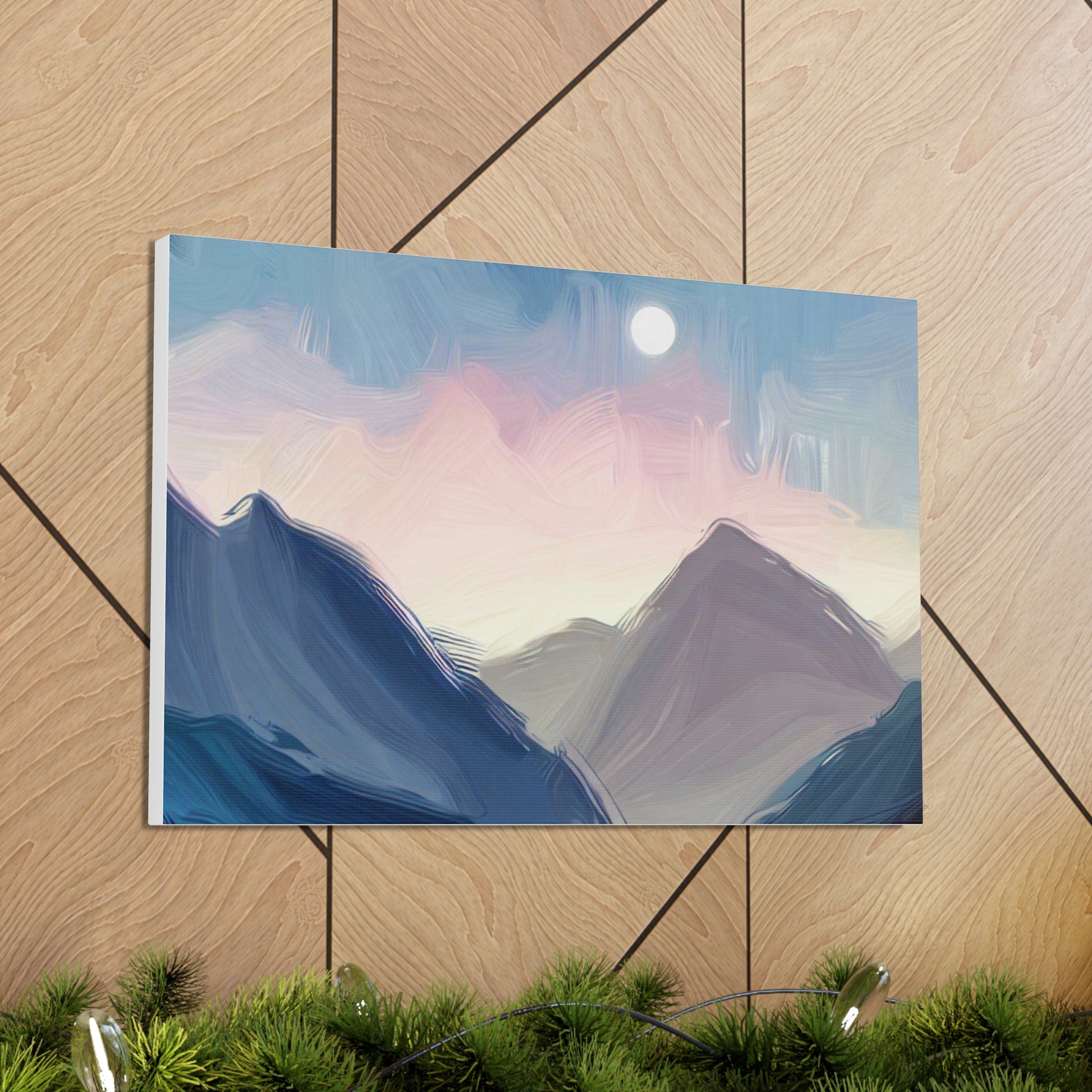 Mountain Wall Art, Moon Wall Art, Canvas Gallery Wraps, Moon Over Mountains