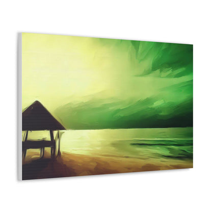 Green Sunset, Beach art, ocean art, beach wall art, Canvas Gallery Wraps