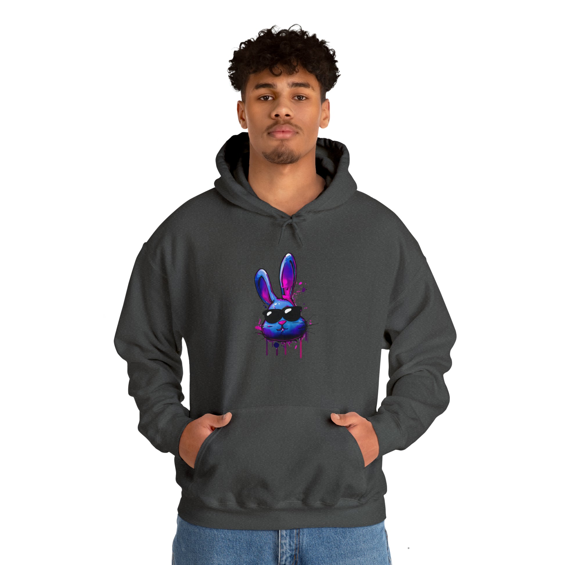 Bunny Hoodie, Graffiti Hoodie, Graffiti sweatshirt, Bunny sweatshirt, Urban Art Hooded Sweatshirt, Blue Bunny