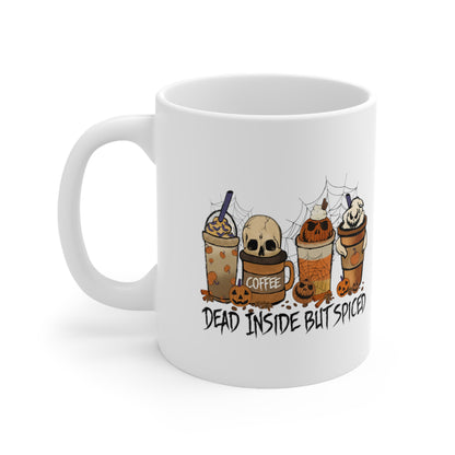 Dead Inside But Spiced, Personalized Mug Designs, Creative Coffee Cups, Unique Mug Artwork, Printed Coffee Mugs, Artist-Designed Mugs 11oz