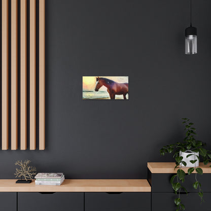 Horse wall art, beach wall art, ocean art, Canvas Gallery Wraps, Horse Beach, Sunset Beach - SaviTraviDesigns