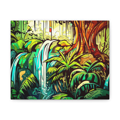 Rainforest Waterfall, Jungle Waterfall, Graffiti-inspired home decor, Modern street art prints, Graffiti wall art, Street art canvas art, Graffiti artist prints - SaviTraviDesigns