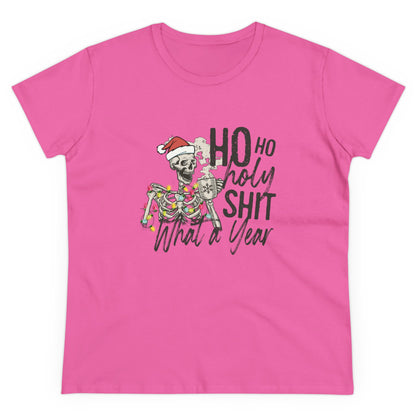 Ho Ho Holy Shit, What A Year, Christmas Graphic Shirts, Festive Holiday T-Shirts, Ugly Christmas Sweater Tees, Funny Christmas Shirt Designs, Cute Xmas Graphic Tees Azalea