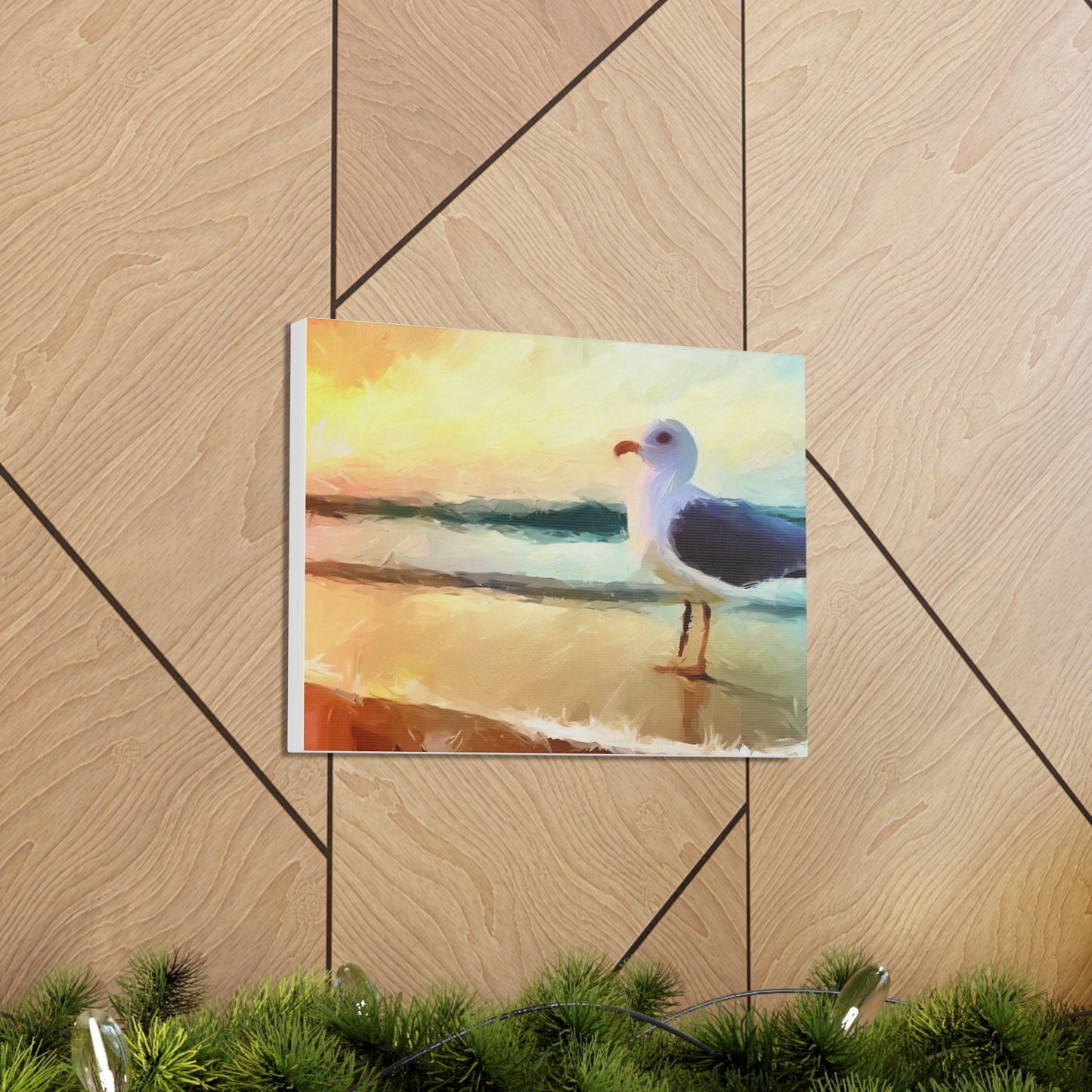 Seagull Beach, Beach wall art, Ocean wall art, Canvas Gallery Wraps