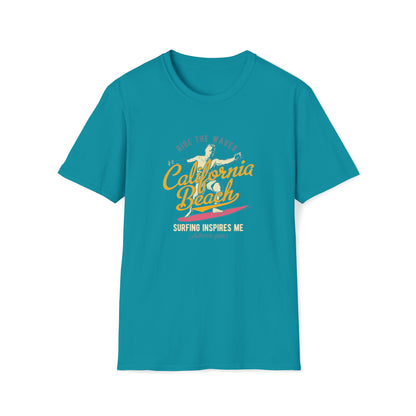 California Beach Surfing |Beach Lifestyle Shirts | Summer Vibe Apparel Tropical Blue