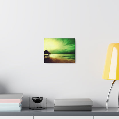 Green Sunset, Beach art, ocean art, beach wall art, Canvas Gallery Wraps