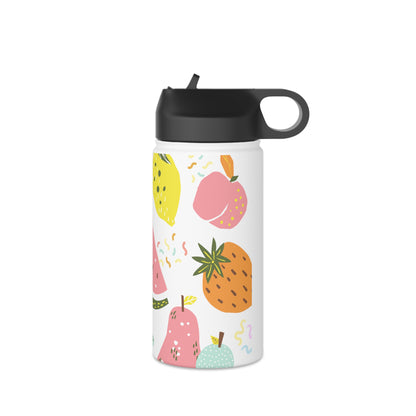 Fruit water bottle, design water bottle, Stainless Steel Water Bottle, Standard Lid - SaviTraviDesigns