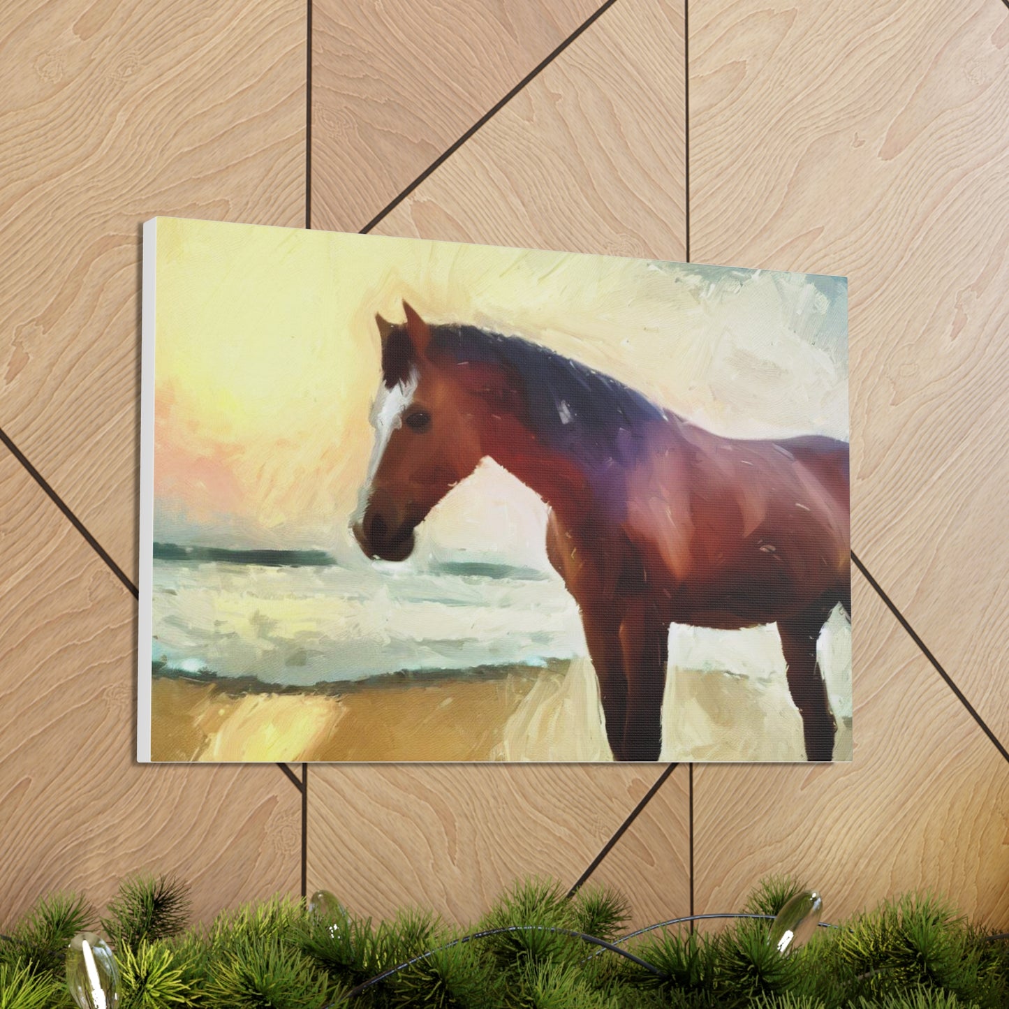 Horse wall art, beach wall art, ocean art, Canvas Gallery Wraps, Horse Beach, Sunset Beach - SaviTraviDesigns