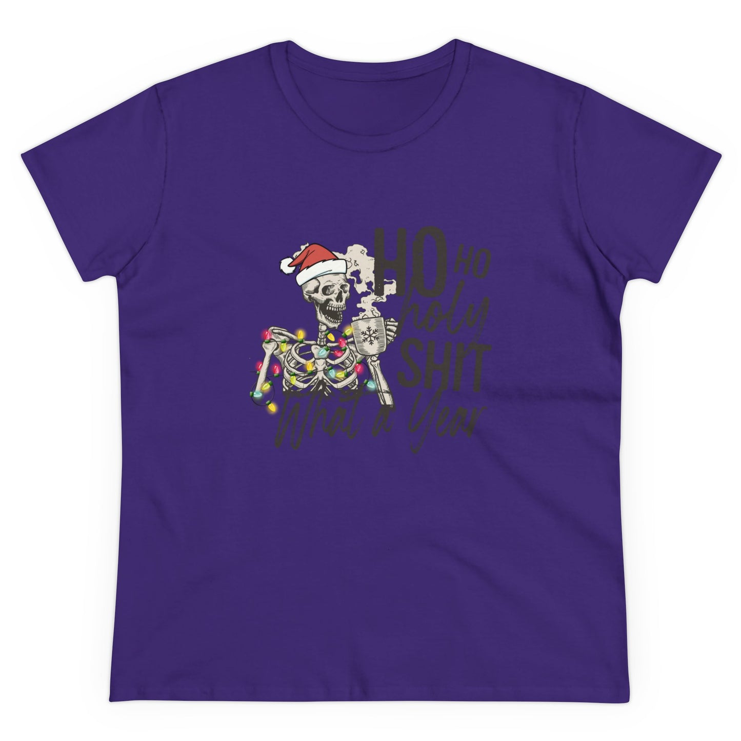 Ho Ho Holy Shit, What A Year, Christmas Graphic Shirts, Festive Holiday T-Shirts, Ugly Christmas Sweater Tees, Funny Christmas Shirt Designs, Cute Xmas Graphic Tees Purple