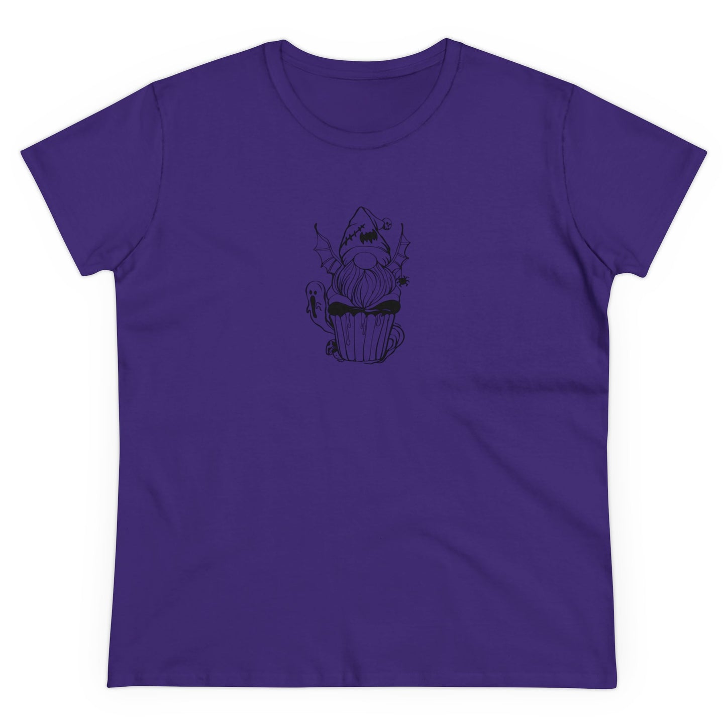 Spooky Elf Cupcake, Halloween Cupcake Designs, Halloween Graphic Shirts, Spooky Halloween Shirts, Cute Halloween Graphic Tees Purple