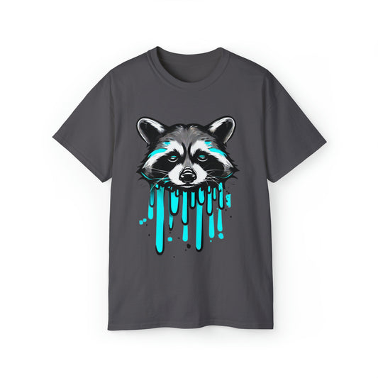 Raccoon Shirt, Graffiti Print Shirt, Unisex Ultra Cotton Tee, Blue Raccoon - SaviTraviDesigns