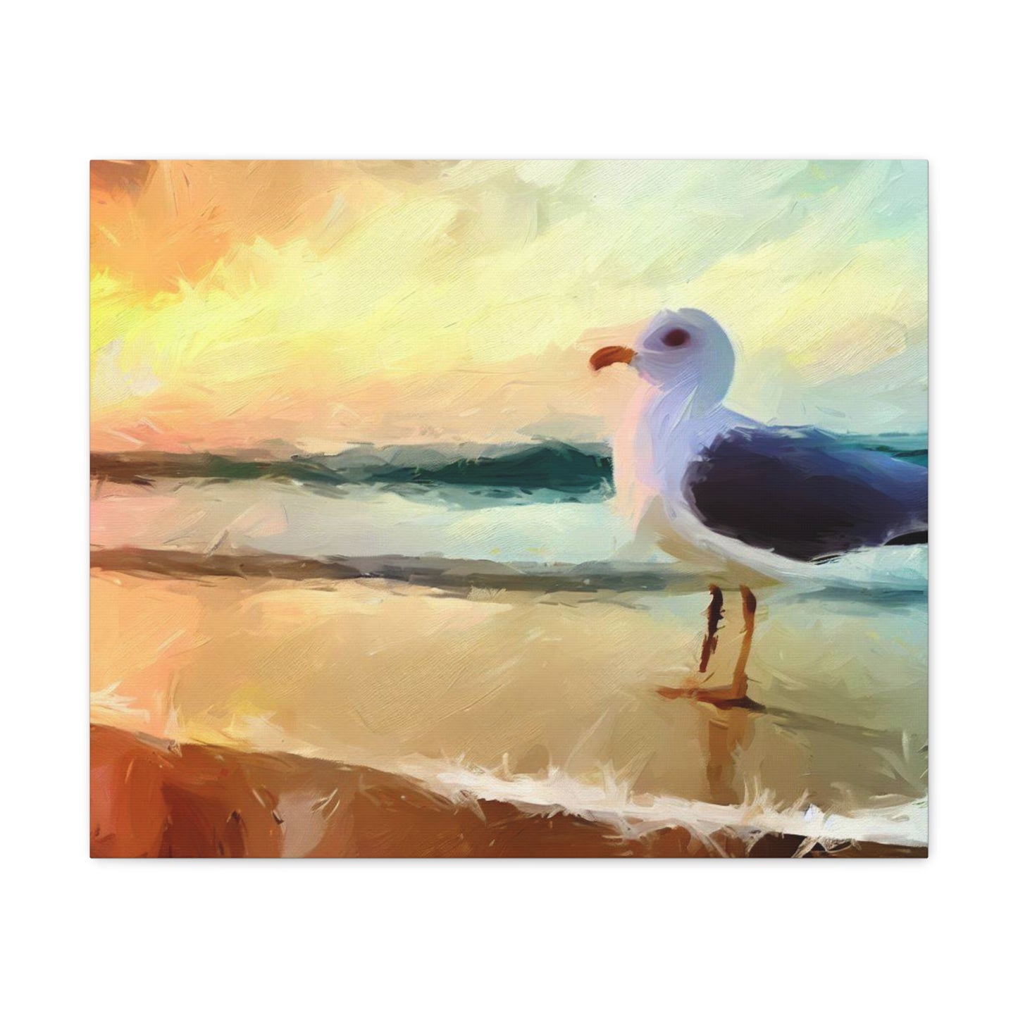 Seagull Beach, Beach wall art, Ocean wall art, Canvas Gallery Wraps 24″ x 20″ Premium Gallery Wraps (1.25″)