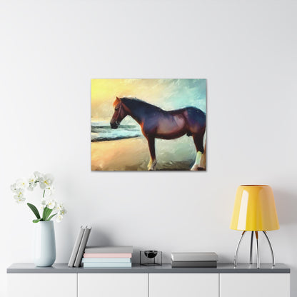 Horse wall art, Beach wall art, ocean art, Canvas Gallery Wraps, Horse Beach, Sunset Beach - SaviTraviDesigns