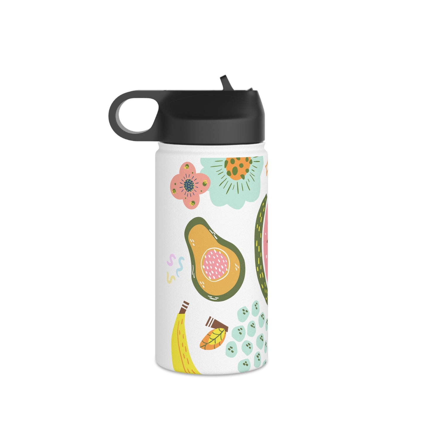 Fruit water bottle, design water bottle, Stainless Steel Water Bottle, Standard Lid - SaviTraviDesigns