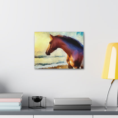 Horse wall art, beach art, ocean art, Canvas Gallery Wraps, Horse Beach, Sunset Beach - SaviTraviDesigns