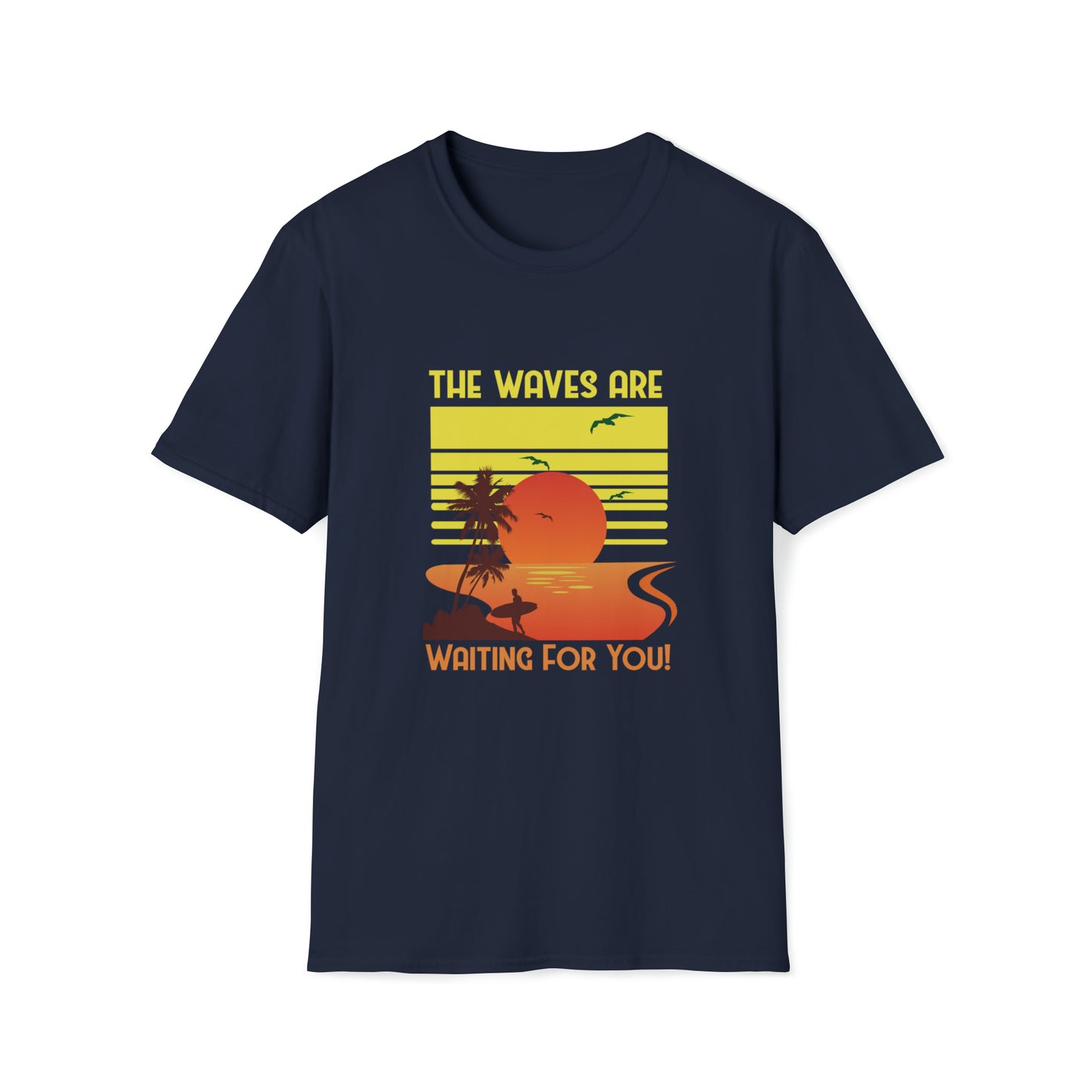 The Waves Are Waiting |Beach Lifestyle Shirts | Summer Vibe Apparel Navy