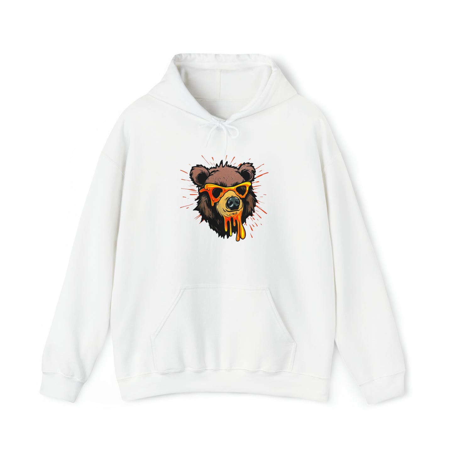 Bear Hoodie, Graffiti Graphic Shirt, Street Art, Urban Art, Unisex Heavy Blend™ Hooded Sweatshirt, White