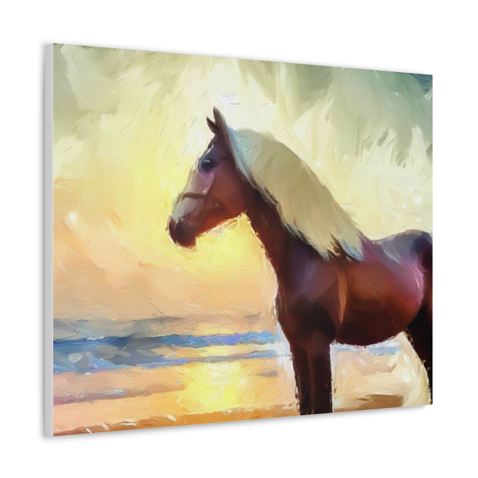 Horse wall art, beach wall art, ocean art, Canvas Gallery Wraps, Horse Beach, Sunset Beach - SaviTraviDesigns