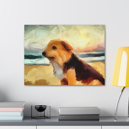 Dog wall art, ocean wall art, beach art, Canvas Gallery Wraps, Dog Beach - SaviTraviDesigns