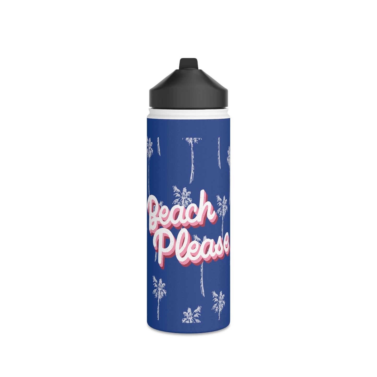 Beach Please water bottle, design water bottle, Stainless Steel Water Bottle, Standard Lid - SaviTraviDesigns