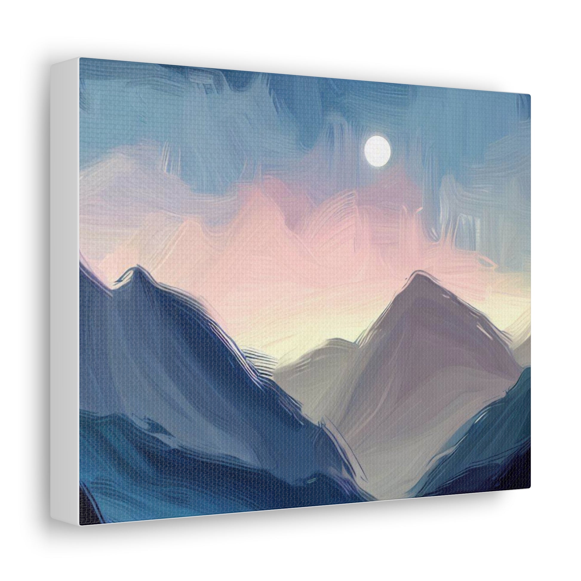 Mountain Wall Art, Moon Wall Art, Canvas Gallery Wraps, Moon Over Mountains