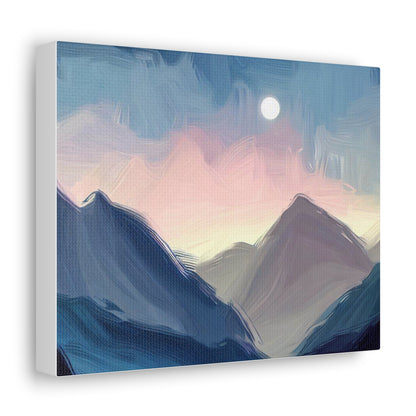 Mountain Wall Art, Moon Wall Art, Canvas Gallery Wraps, Moon Over Mountains