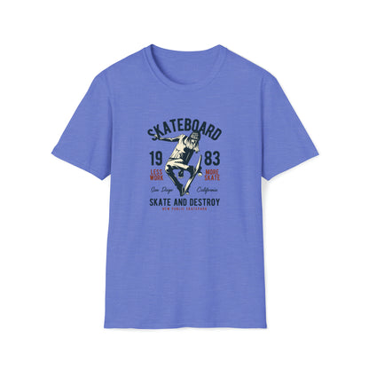 Skateboard Skate and Destroy |Beach Lifestyle Shirts | Summer Vibe Apparel Heather Royal