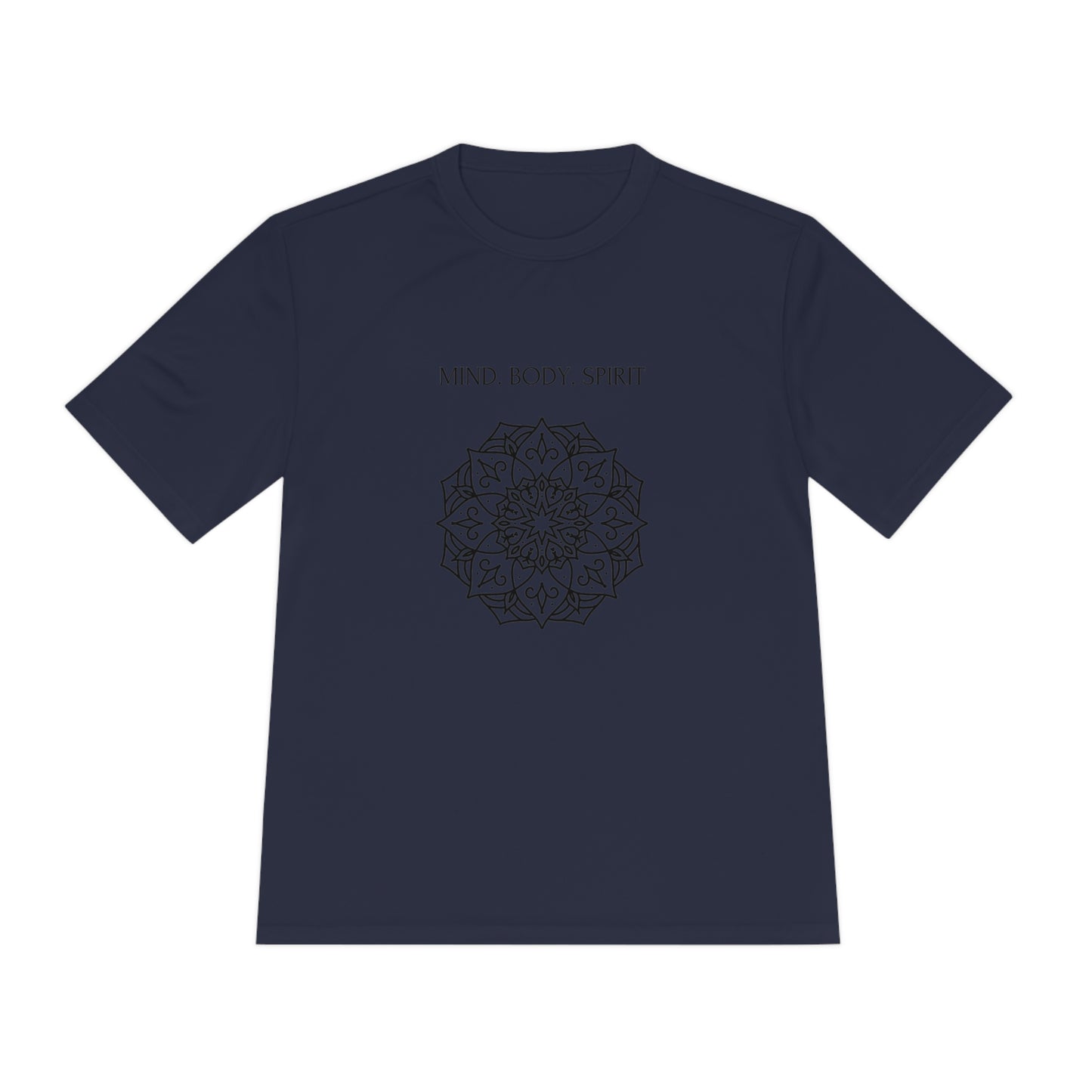 Mind Body Spirit Shirt, Graphic T-shirt, Moisture Wicking Tee True Navy