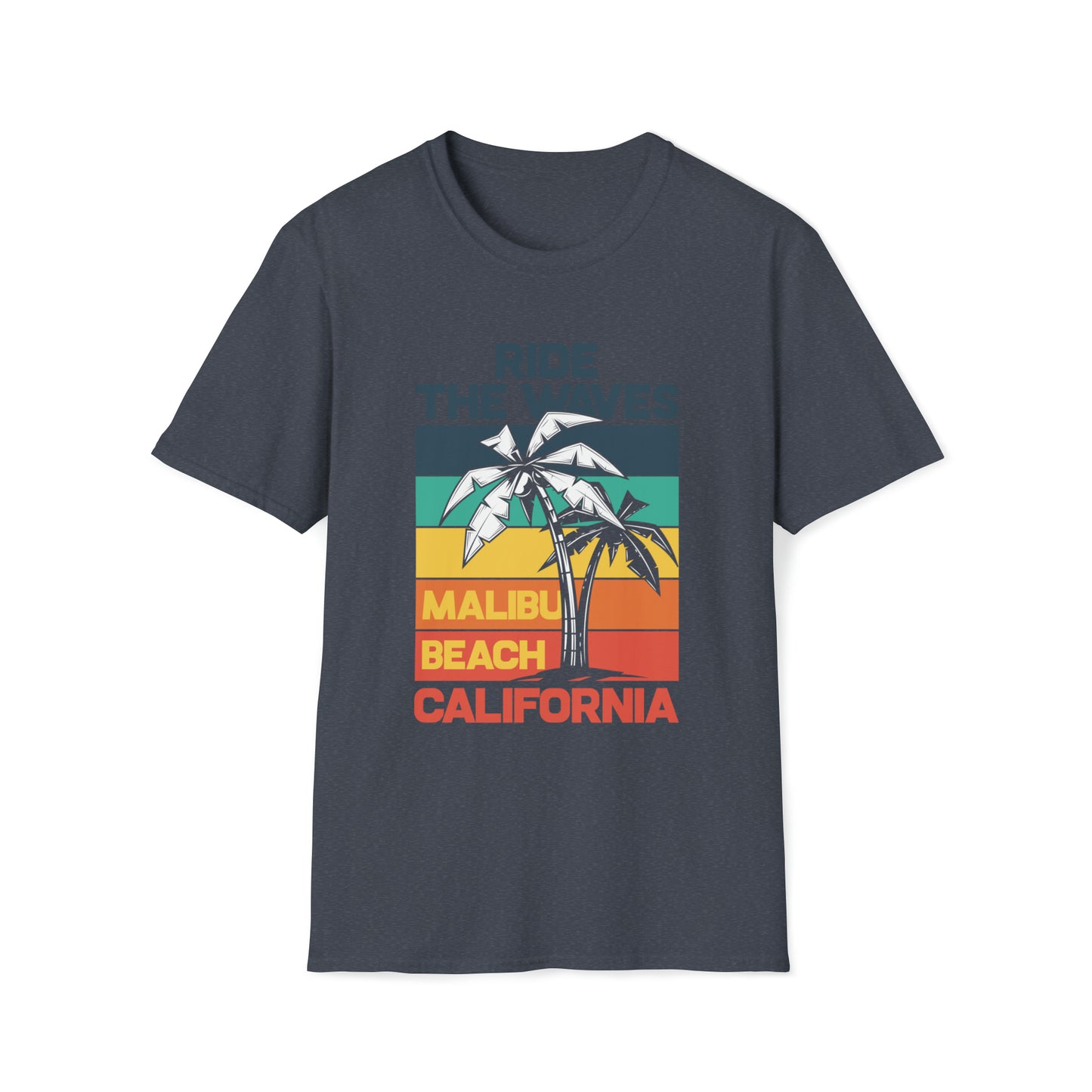 Ride The Waves Malibu Beach |Beach Life Clothing | Ocean Vibes Apparel Heather Navy