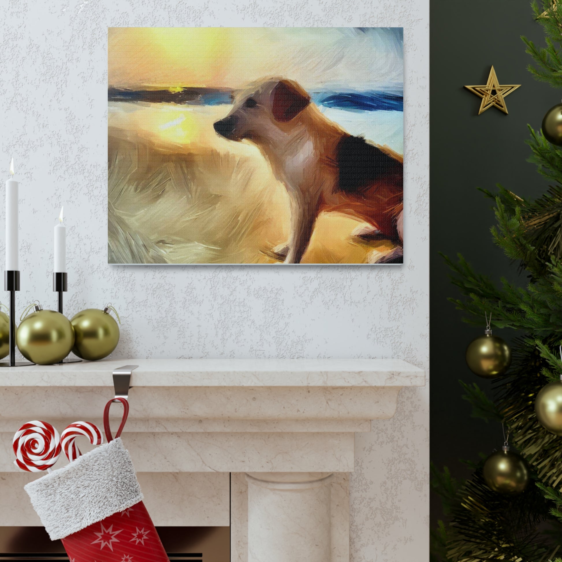 Dog wall art, beach wall art, ocean art, Canvas Gallery Wraps, Pet Beach - SaviTraviDesigns