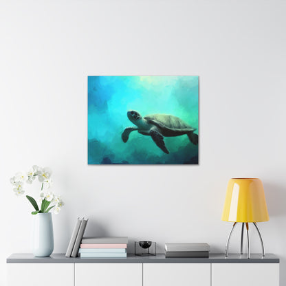 Sea Turtle wall art, ocean wall art, underwater art, Canvas Gallery Wraps, Sea Turtle Painting