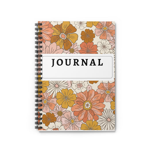 Floral Design, Journal ,Spiral Notebook, Ruled Line, Flower - SaviTraviDesigns