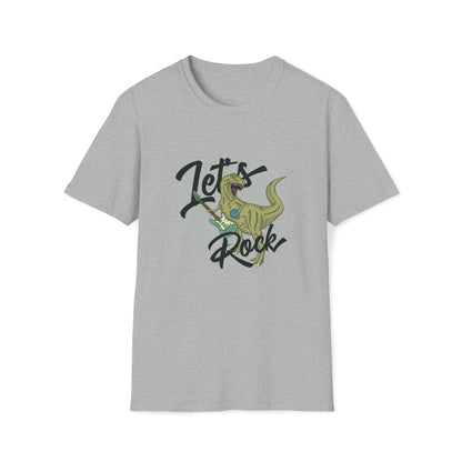 Lets Rock Dino Rockstar |Beach Lifestyle Shirts | Summer Vibe Apparel Sport Grey