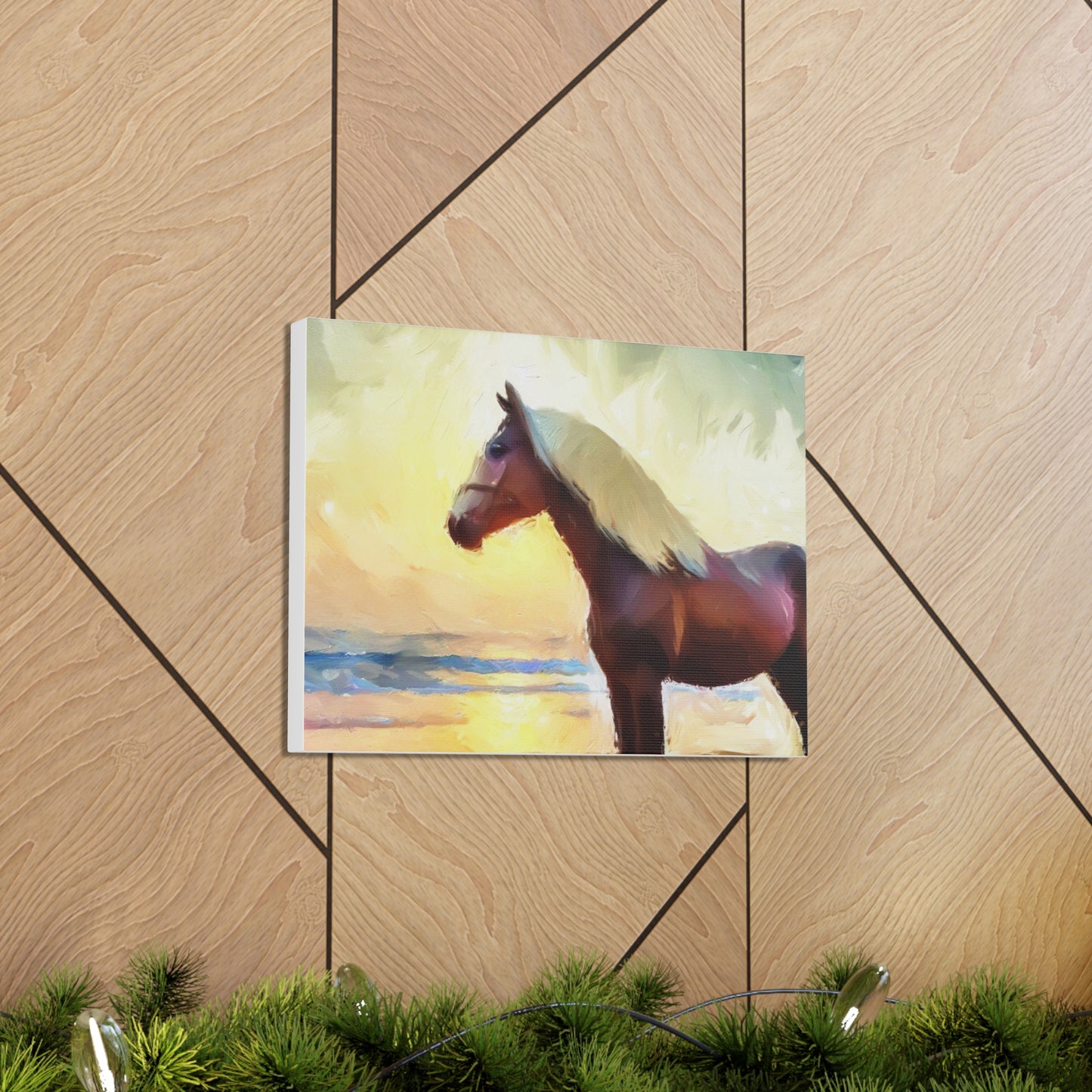 Horse wall art, beach wall art, ocean art, Canvas Gallery Wraps, Horse Beach, Sunset Beach - SaviTraviDesigns