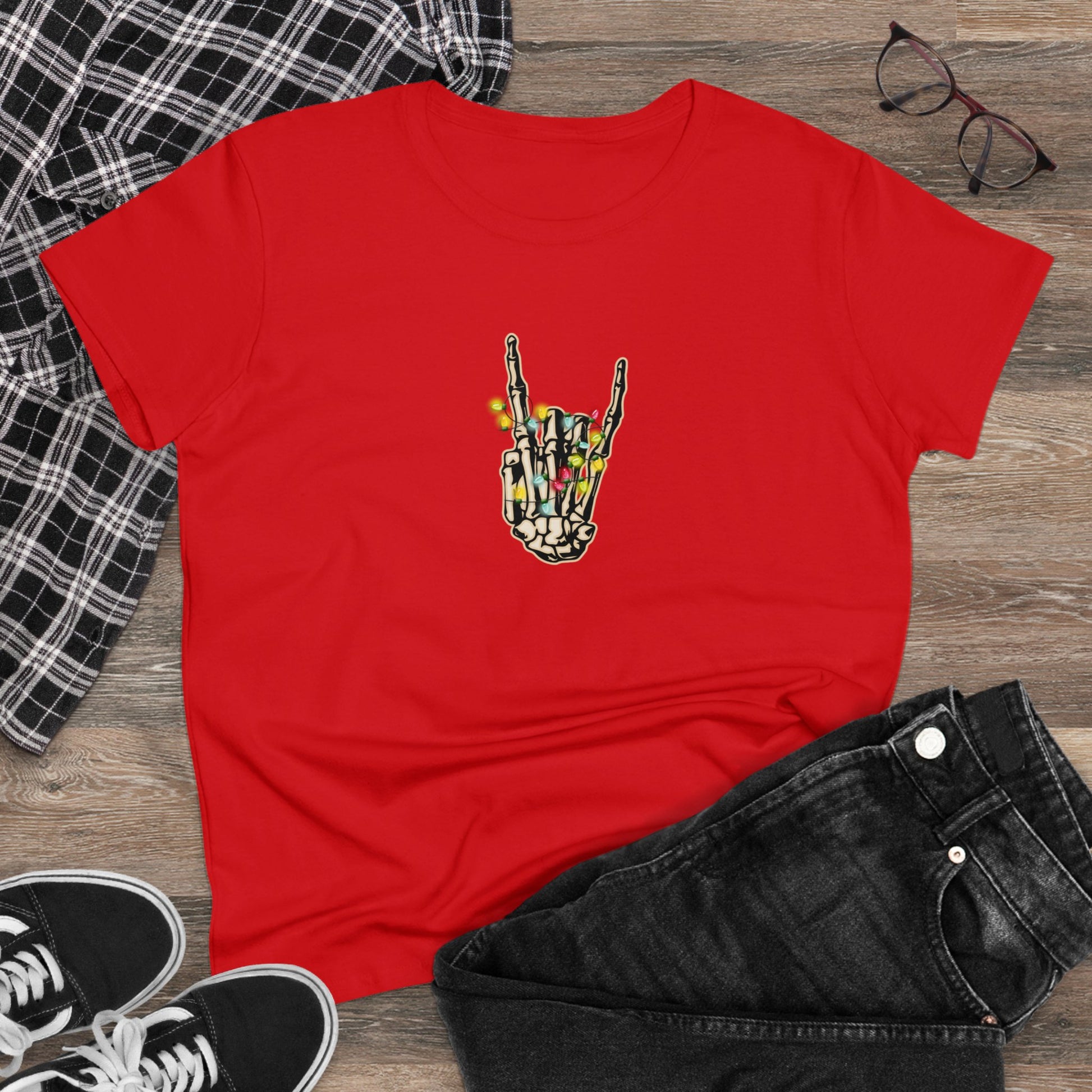 Christmas Lights, Skeleton Hand, Christmas Graphic Shirts, Festive Holiday T-Shirts, Ugly Christmas Sweater Tees, Funny Christmas Shirt Designs, Cute Xmas Graphic Tees