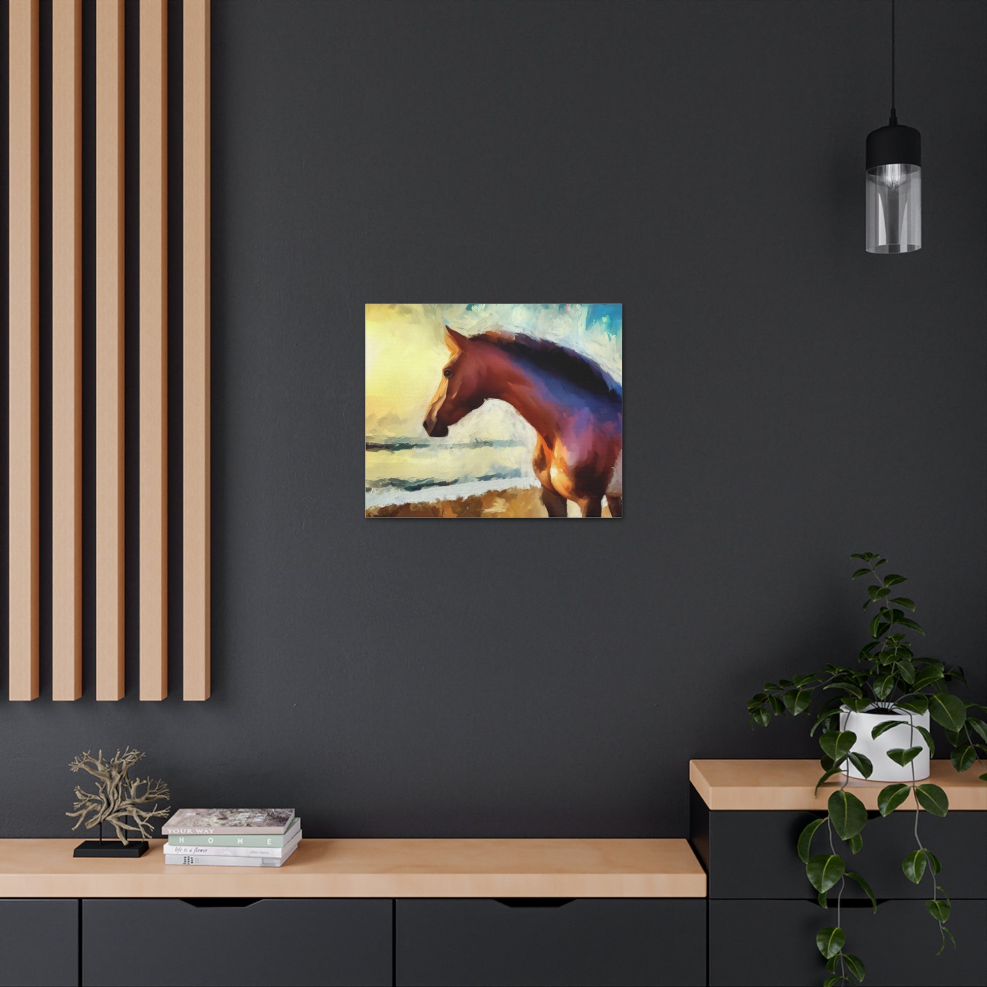 Horse wall art, beach art, ocean art, Canvas Gallery Wraps, Horse Beach, Sunset Beach - SaviTraviDesigns