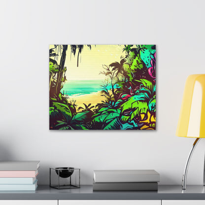 Jungle Beach, Rainforest Ocean, Graffiti-inspired home decor, Modern street art prints, Graffiti wall art, Street art canvas art, Graffiti artist prints - SaviTraviDesigns