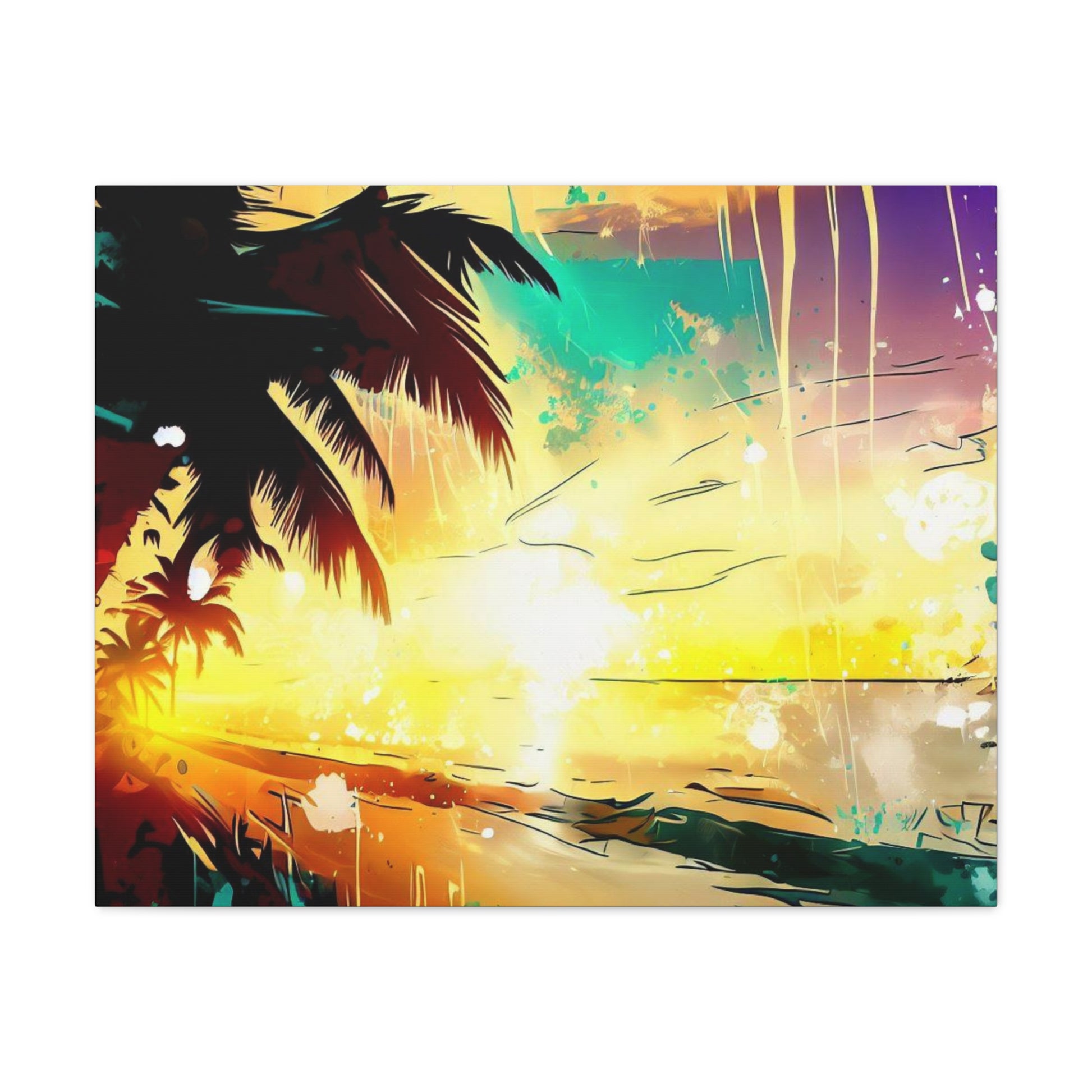 Palm Tree Sunset, Graffiti art prints, Street art canvas, Urban art decor, Graffiti-style wall art, Graffiti canvas prints, Street art posters - SaviTraviDesigns