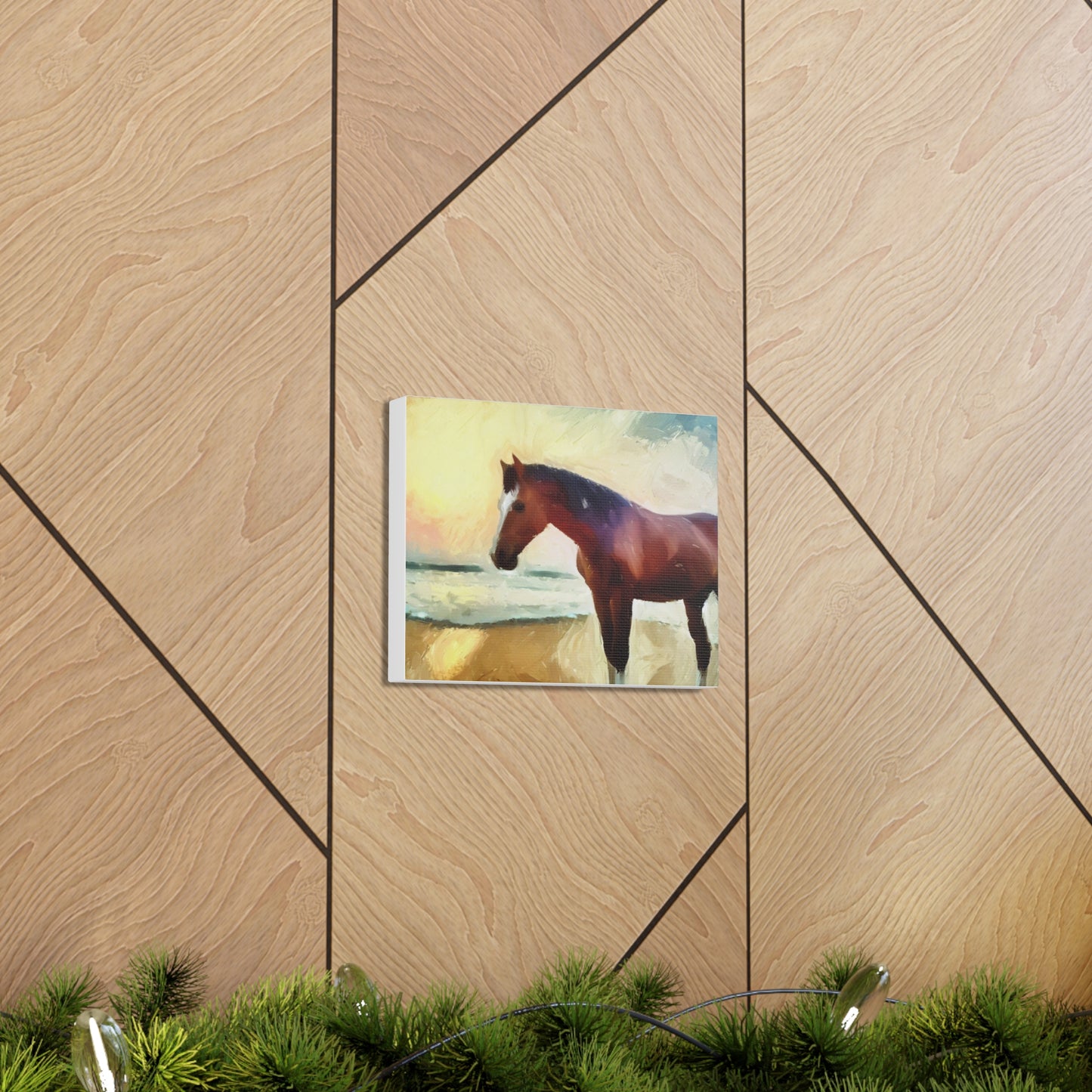 Horse wall art, beach wall art, ocean art, Canvas Gallery Wraps, Horse Beach, Sunset Beach - SaviTraviDesigns